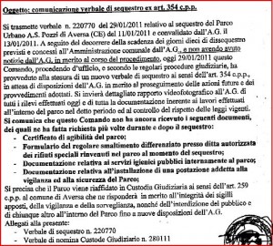 VERBALE DI RISEQUESTRO PARCO POZZI